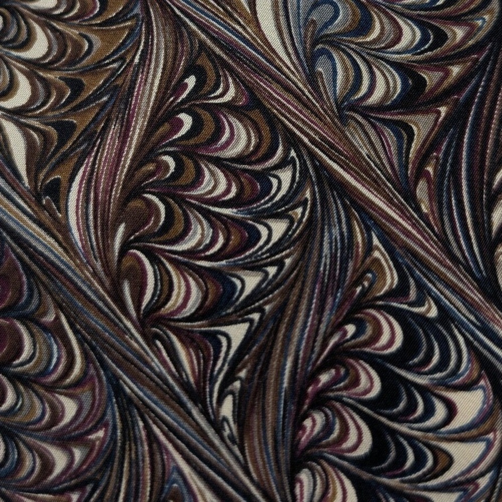 Bellini Mens Marbled Feather Silk Necktie OS Brown Burgundy Blue